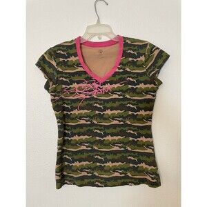 BRP Can Am Womens Camo V Neck Shirt Top Size   B80